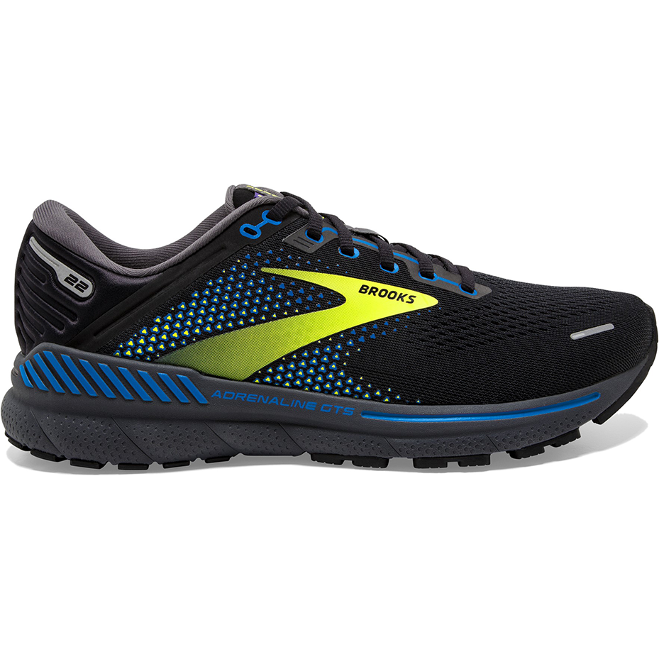 Men's Brooks Adrenaline GTS 22, Black/Blue/Nightlife, 8 D Medium