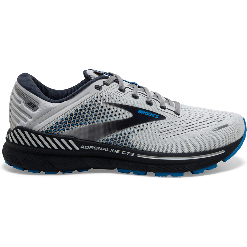 Men's Brooks Adrenaline GTS 22, Oyster/India Ink/Blue, 10 2E Wide