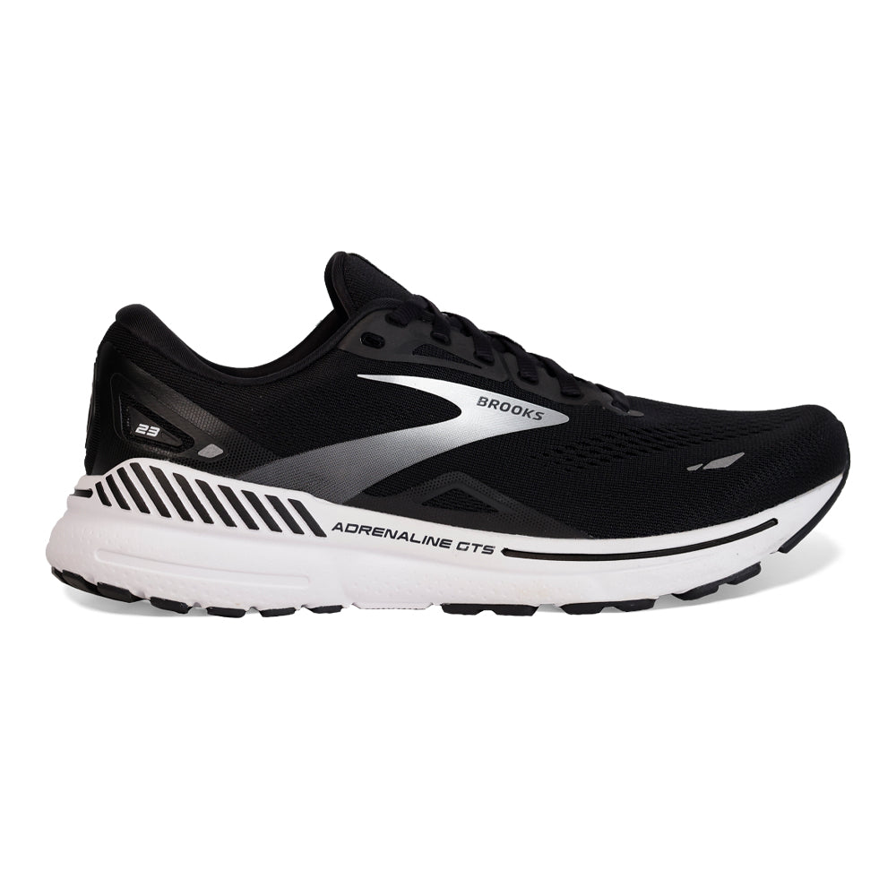 Men's Brooks Adrenaline GTS 23, Black/White/Silver, 9 D Medium