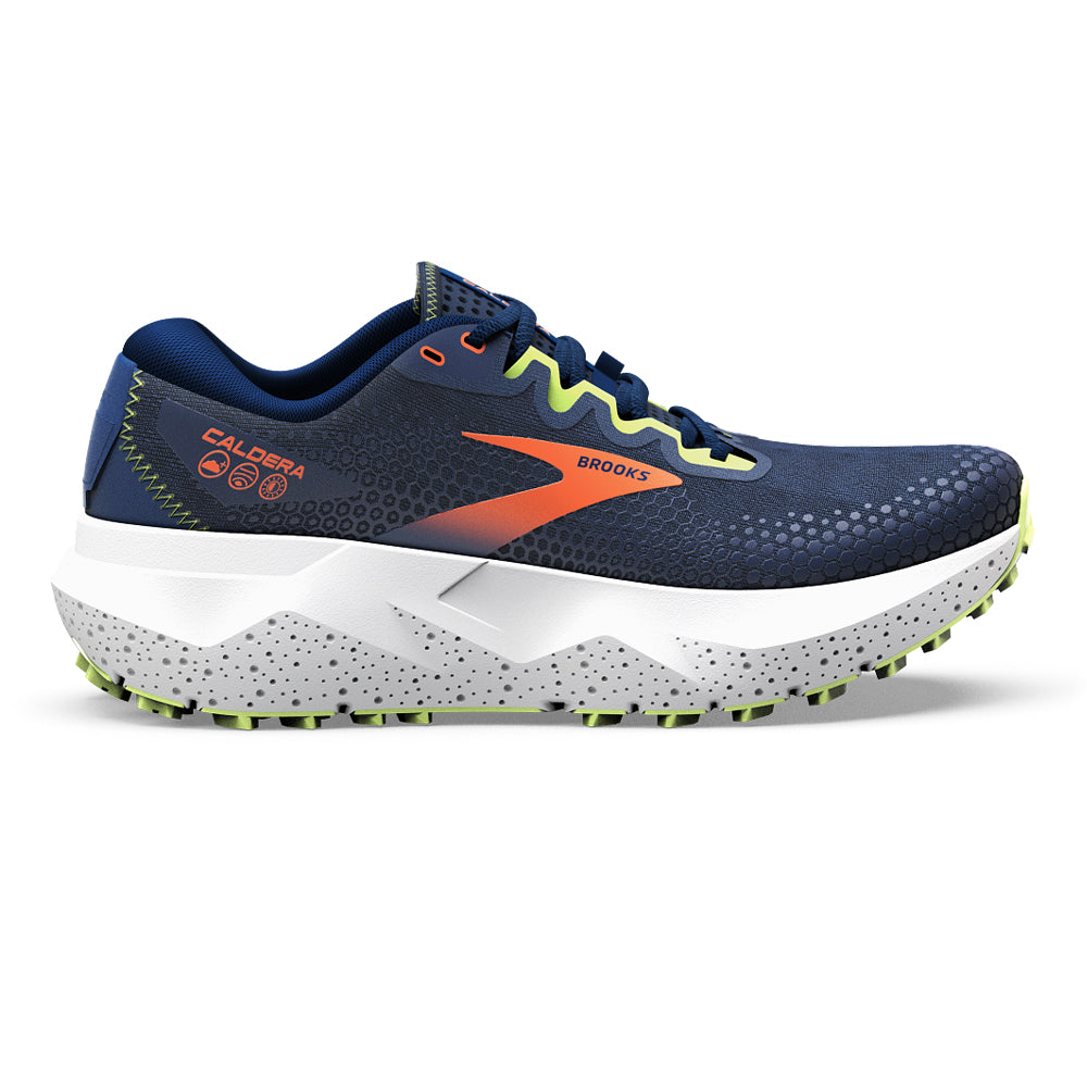 Men's Brooks Caldera 6, Navy/Firecracker/Sharp Green, 7.5 D Medium