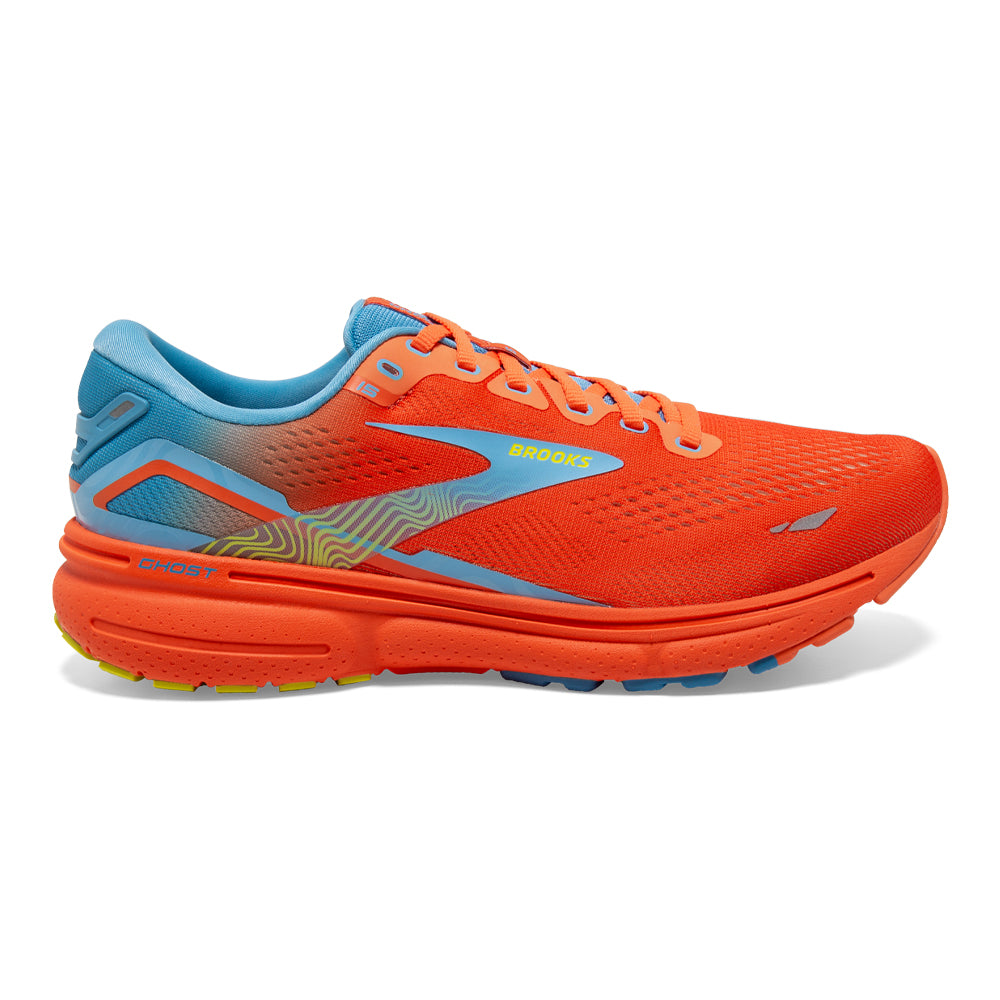 Men's Brooks Ghost 15, Orange/Blue/Yellow, 9.5 D Medium