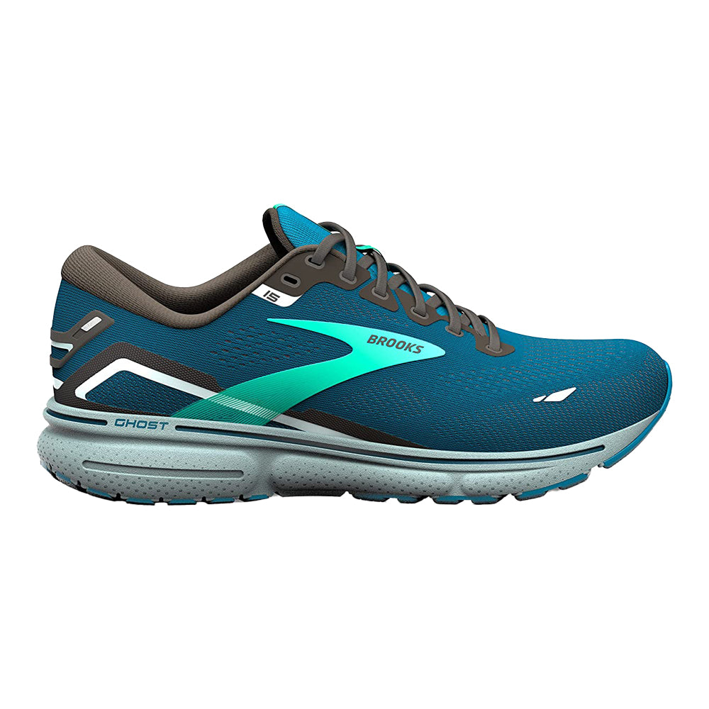 Men's Brooks Ghost 15, Moroccan Blue/Black/Spring Bud, 9 D Medium