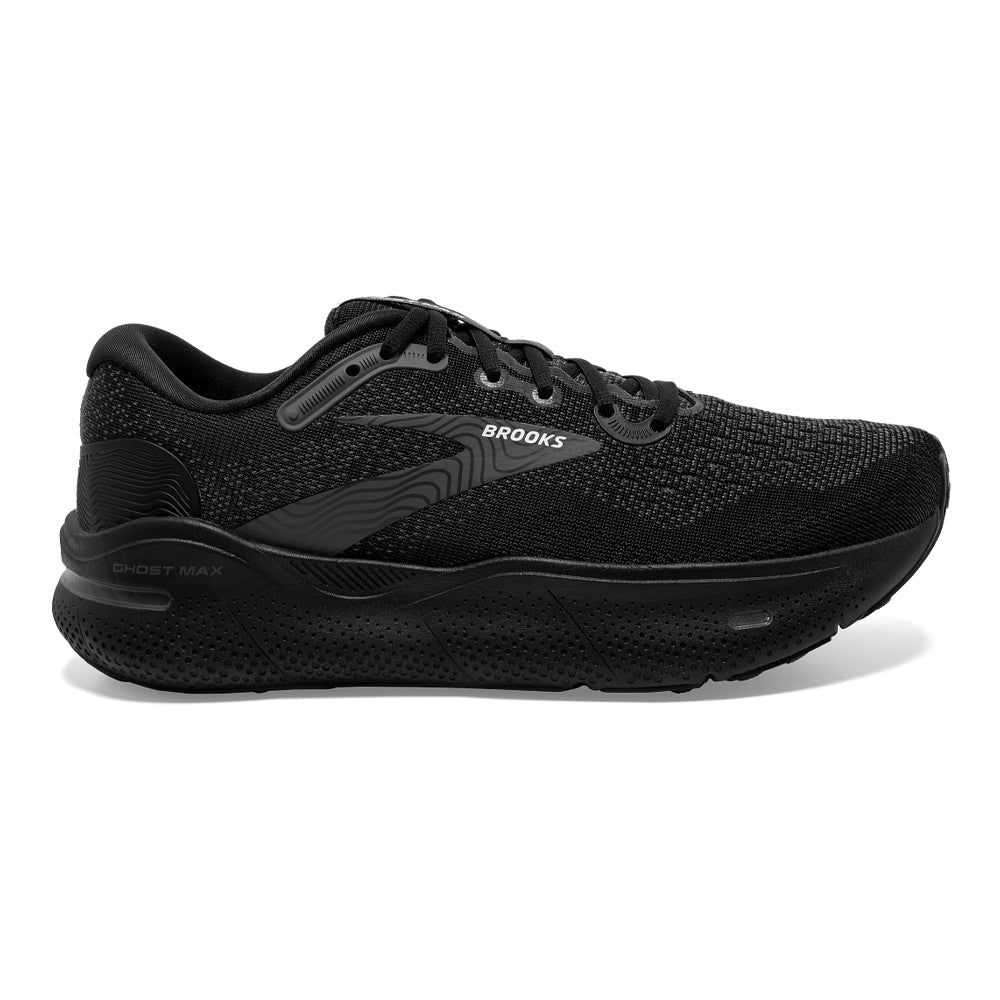 Men's Brooks Ghost Max, Black/Black/Ebony, 9 2E Wide