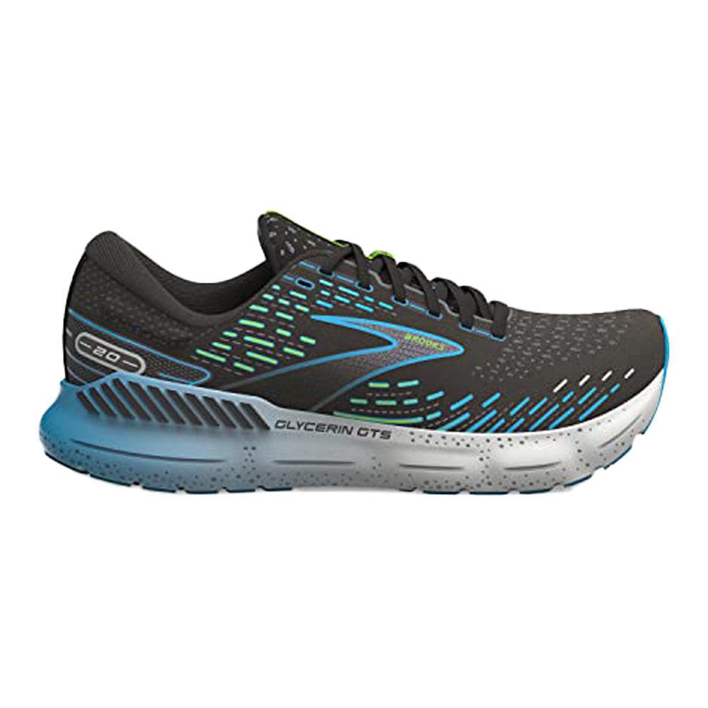 Men's Brooks Glycerin GTS 20, Black/Hawaiian Ocean/Green, 7 D Medium
