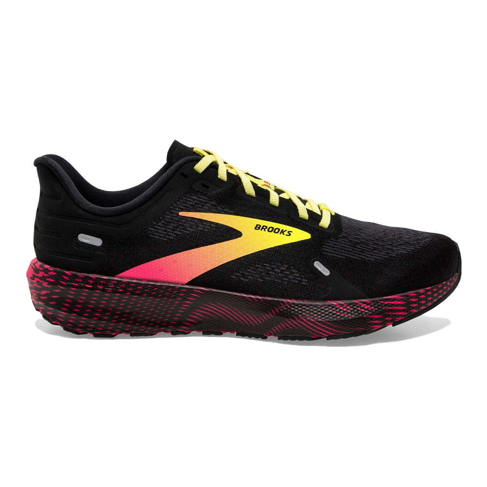 Men's Brooks Launch 9, Black/Pink/Yellow, 10.5 D Medium