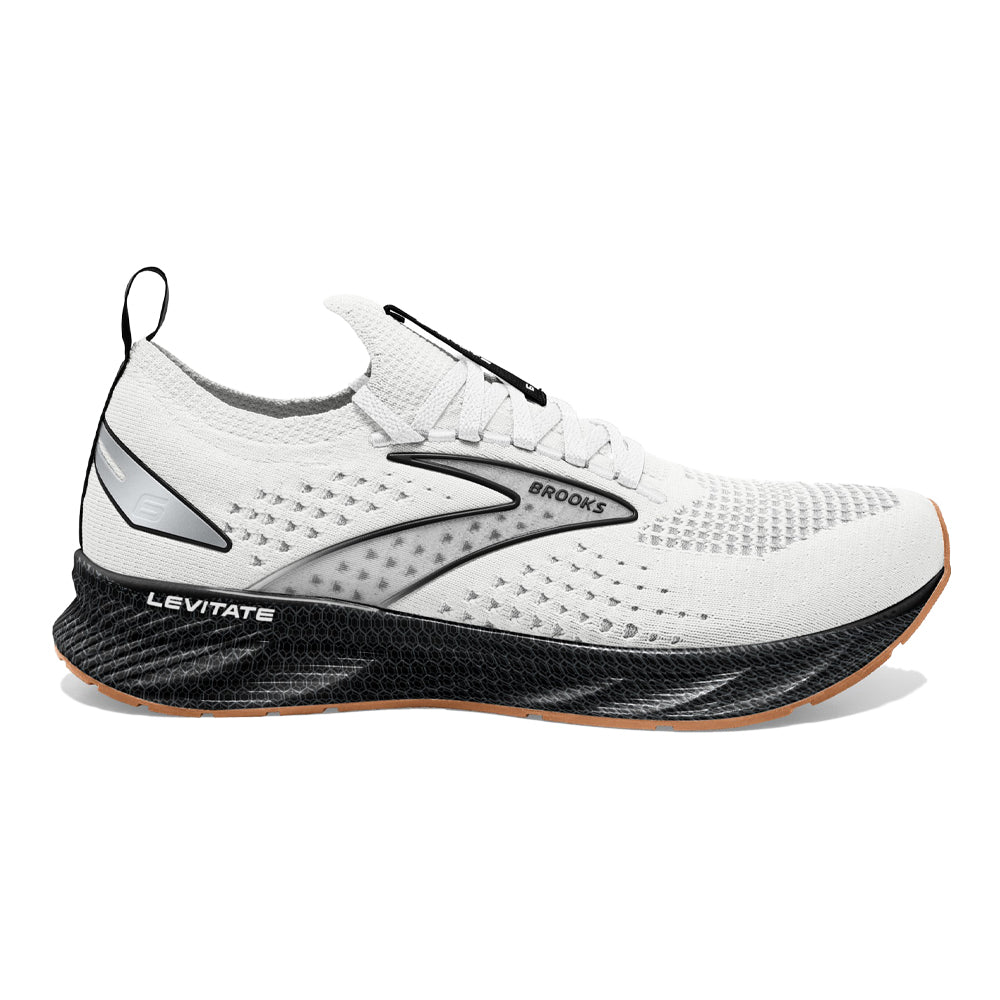 Men's Brooks Levitate StealthFit 6, White/Black, 10 D Medium