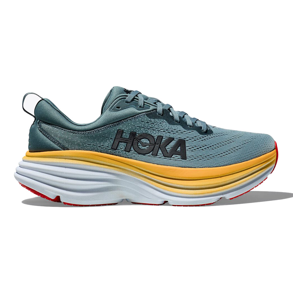 Men's Hoka One One Bondi 8, Goblin Blue/Mountain Spring, 9.5 2E Wide