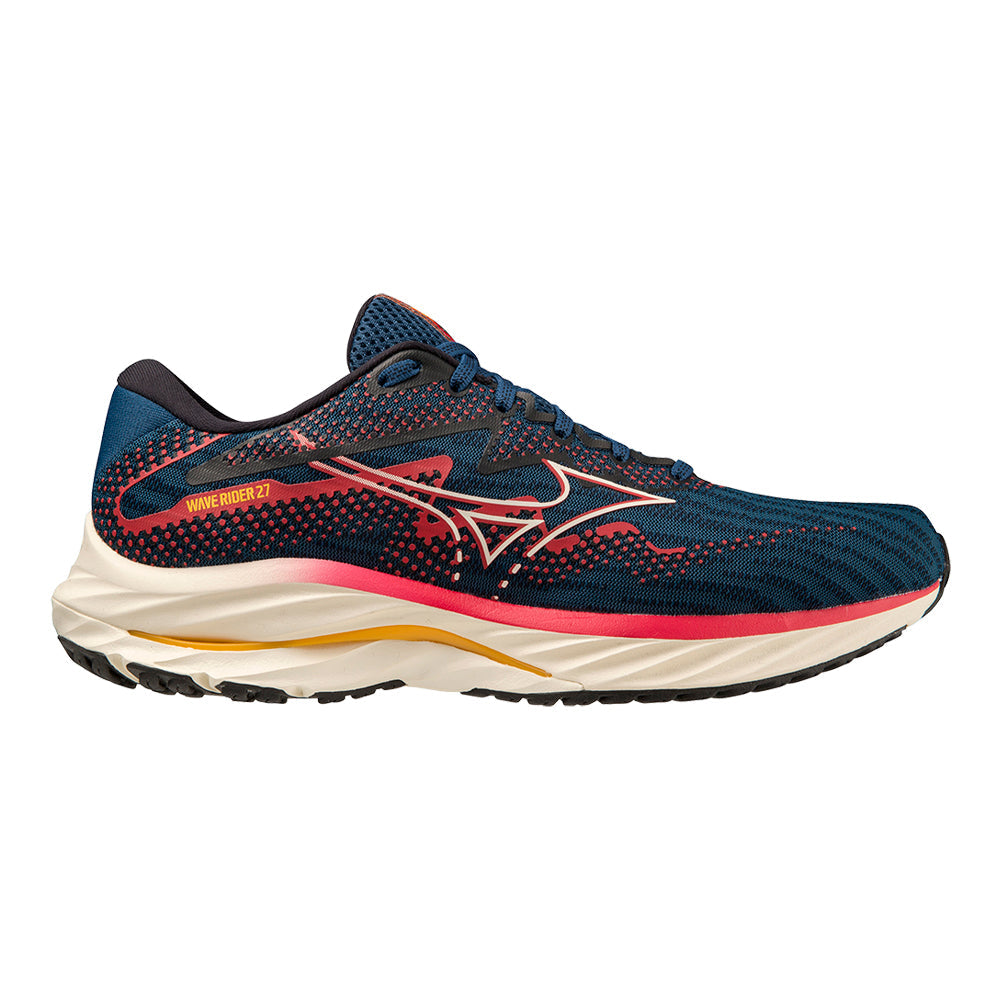 Men's Mizuno Wave Rider 27, Blue Opal-Papyrus, 10.5 D Medium