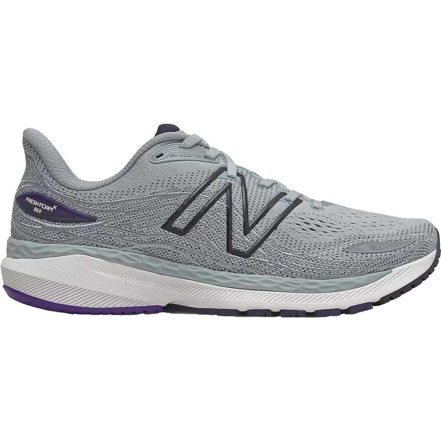 Men's New Balance Fresh Foam X 860v12, Light Aluminum/Deep Violet, 10.5 D Medium