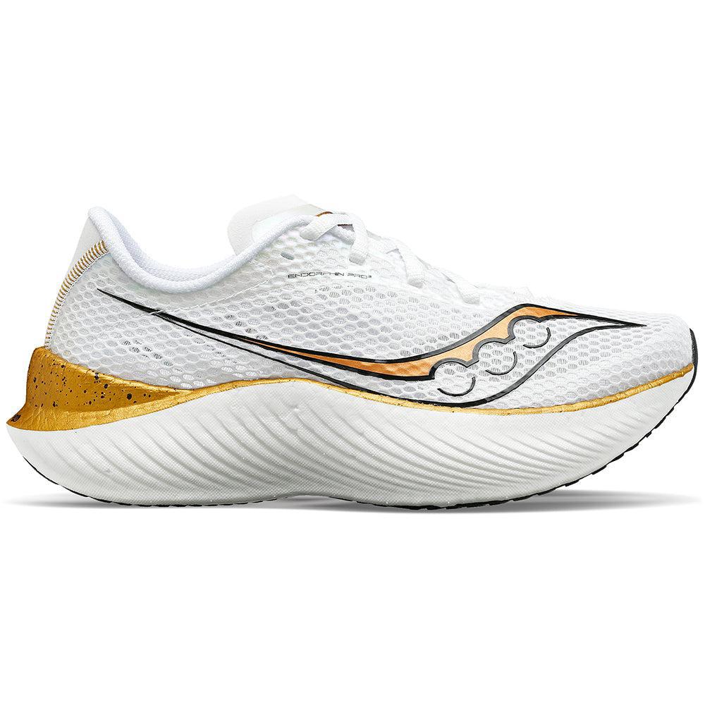 Men's Saucony Endorphin Pro 3, White/Gold, 12 D Medium