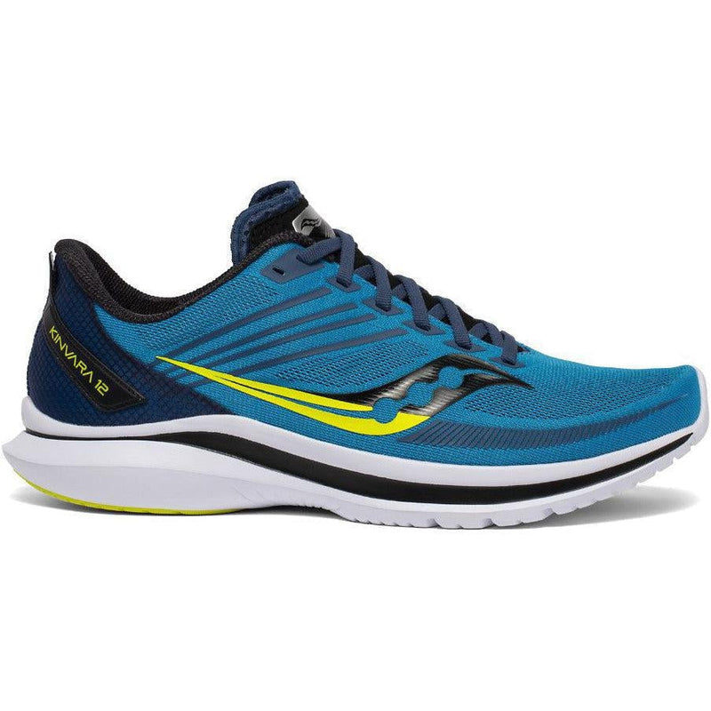 Men's Saucony Kinvara 12, Blue/Citrus, 9 2E Wide