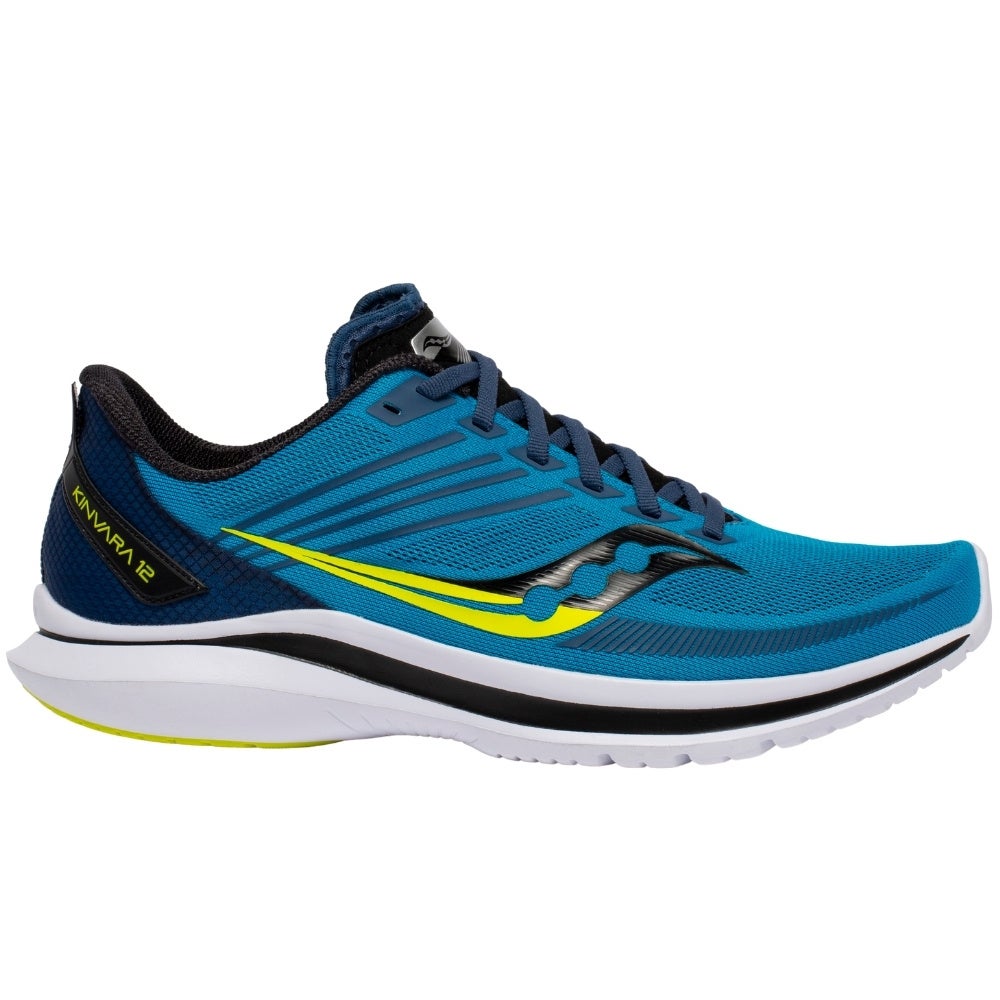 Men's Saucony Kinvara 12, Blue/Citrus, 12 2E Wide