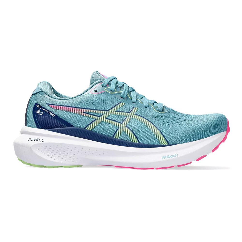 Women's Asics Gel-Kayano 30, Gris Blue/Lime Green, 8.5 B Medium