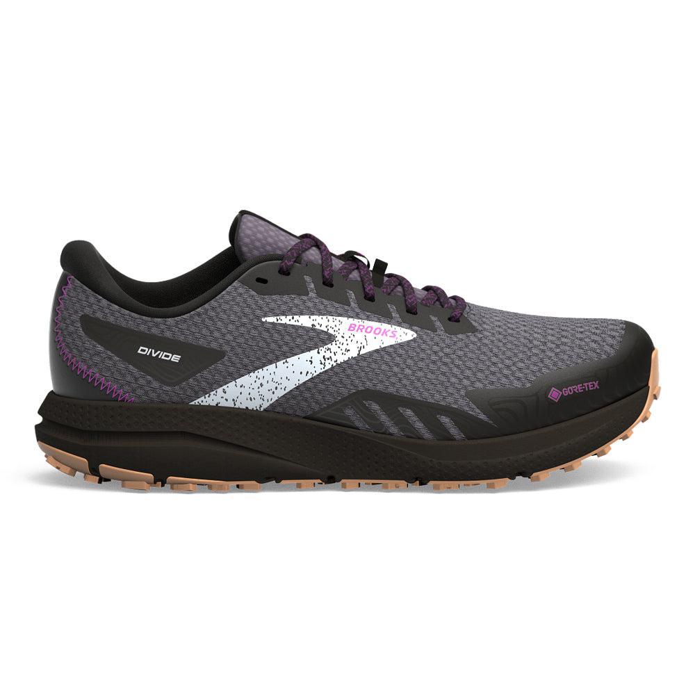 Women's Brooks Divide 4 GTX, Black/Blackened Pearl/Purple, 10.5 B Medium