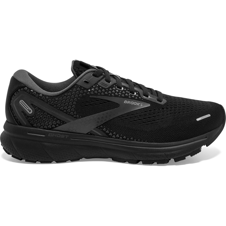 Women's Brooks Ghost 14, Black/Black/Ebony, 10 D Wide