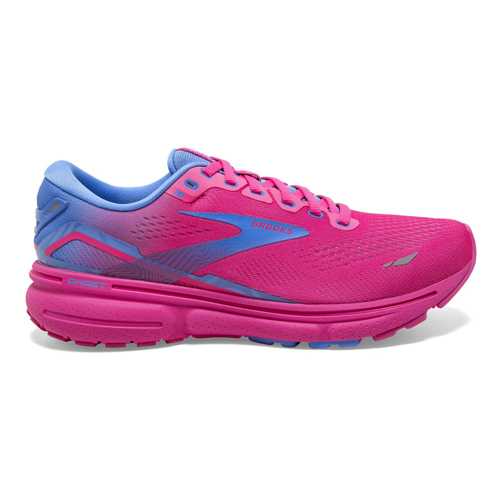 Women's Brooks Ghost 15, Pink Glo/Blue/Fuchsia, 11 B Medium