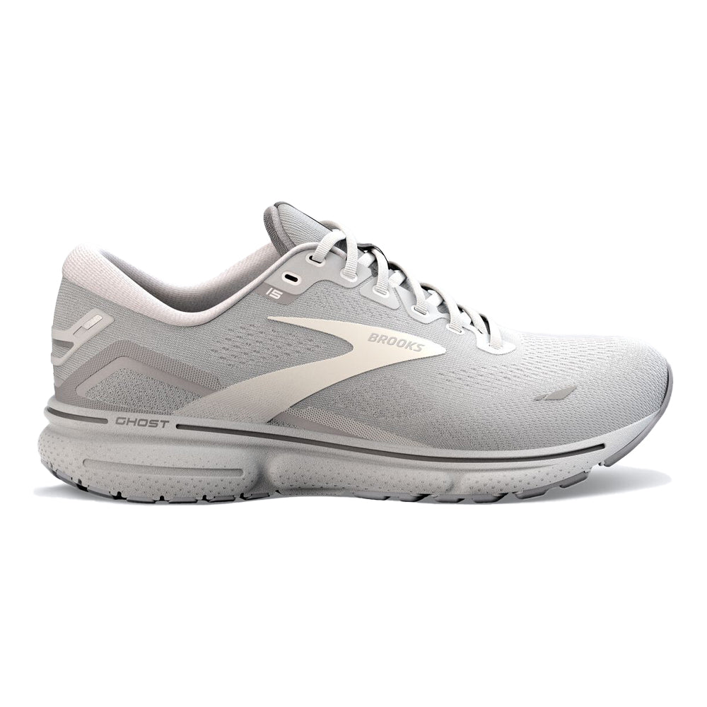 Women's Brooks Ghost 15, Oyster/Alloy/White, 7.5 B Medium