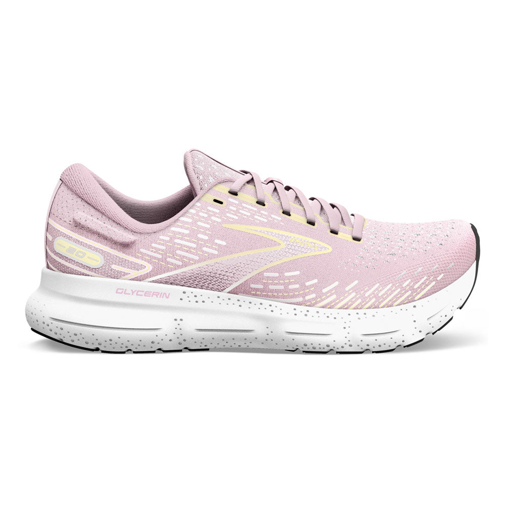 Women's Brooks Glycerin 20, Pink/Yellow/White, 6.5 B Medium