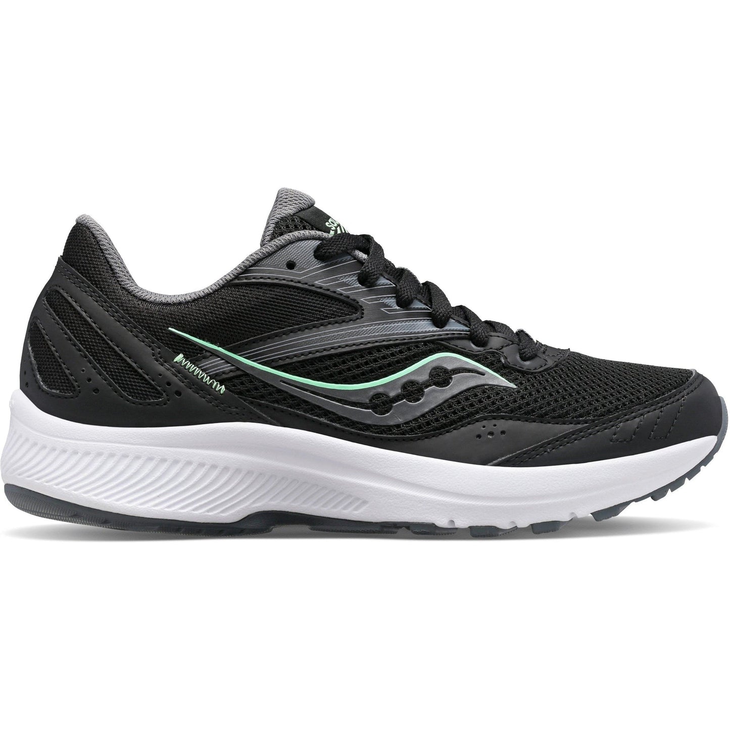 Women's Saucony Cohesion 15, Black/Meadow, 7.5 D Wide