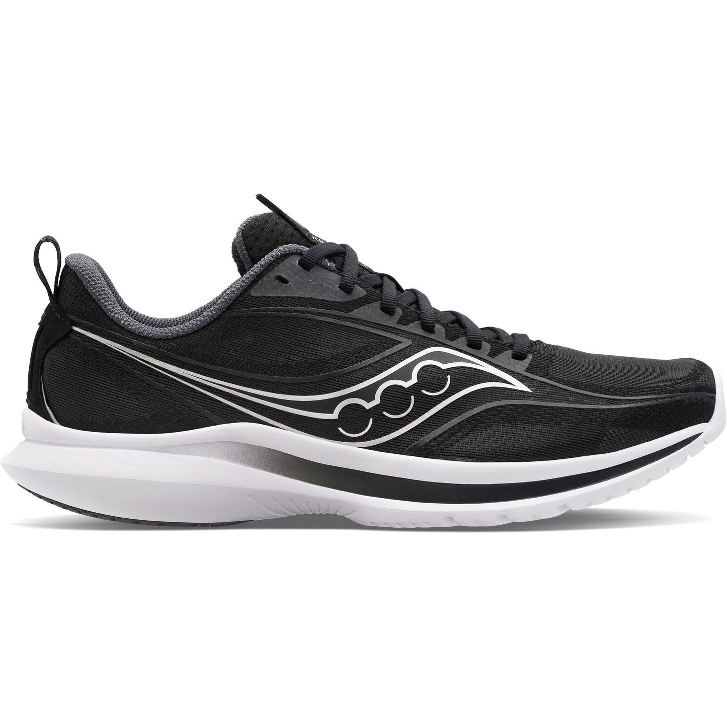 Women's Saucony Kinvara 13, BLACK/SILVER, 7.5 2E Extra Wide