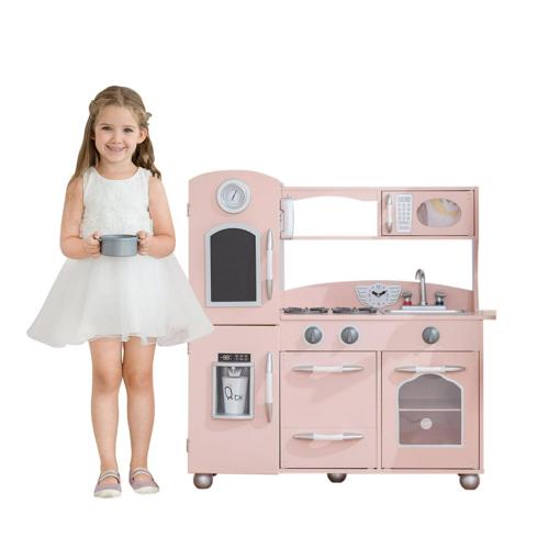 Teamson Kids Little Chef Westchester Retro Kids Kitchen Playset, Pink