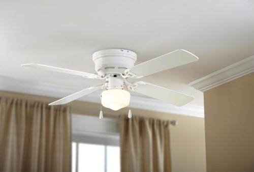 Mainstays 42 Hugger Metal Indoor Ceiling Fan with Single Light, White, 4 Blades, LED Bulb, Reversible