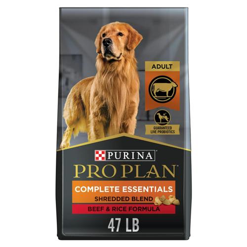 Purina Pro Plan High Protein Dog Food With Probiotics for Dogs, Shredded Blend Beef and Rice Formula, 47 lb. Bag