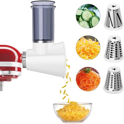 Kenome Slicer Shredder Attachments for KitchenAid Stand Mixers, Food Slicers Cheese Grater Attachments, Salad Maker Accessory Vegetable Chopper with 3 Blades