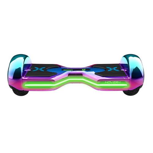 Hover-1 Eclipse Hoverboard with 8 in Wheels, Ultrabright Customizable LED Headlights, Built-In Bluetooth Speaker, 4-Hour Charge Time, 7 MPH Max Speed - Iridescent