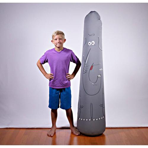 Kid Tough Fitness Inflatable 5FT Free-Standing Punching Bag + Machine Washable Fabric Cover Abigail Elephant Kids Workout Buddy by Bonk Fit