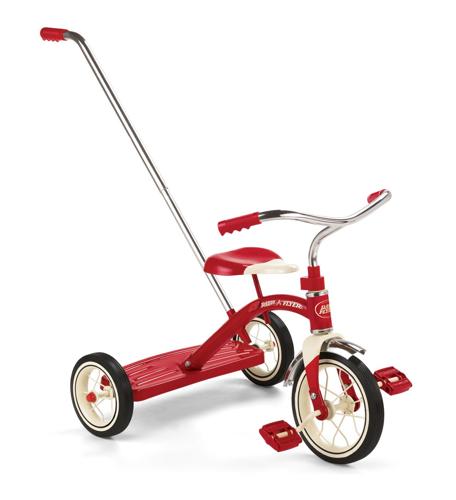 Radio Flyer, Classic Red Tricycle with Push Handle, 10 Front Wheel