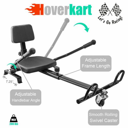 Hoverboard Hover Kart Go Kart Adjustable Attachment for 6.5 for Adults and Kids Black
