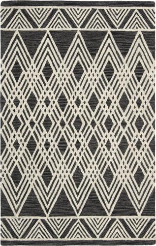 SAFAVIEH Micro-Loop Crispin Geometric Chevron Wool Area Rug, Charcoal/Ivory, 5'*8'