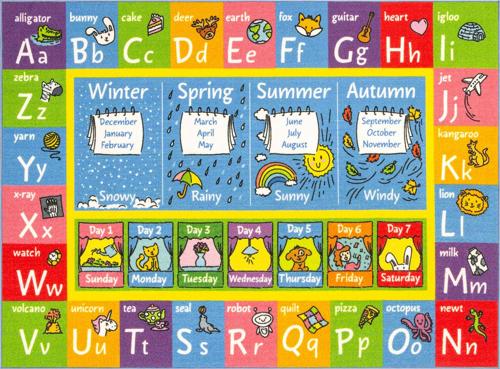 KC CUBS Playtime Collection ABC, Seasons, Months and Days of the Week Educational Learning Area Rug Carpet For Kids and Children Bedrooms and Playroom (3'3*4'7 )