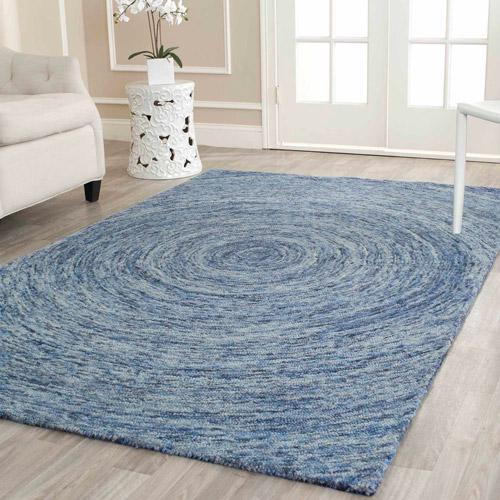 SAFAVIEH Ikat Laura Geometric Circles Wool Area Rug, Dark Blue/Multi, 3'*5'