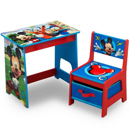 Disney Mickey Mouse Wood Art Desk and Chair Set with Dry Erase Top and Reusable Vinyl Cling Stickers by Delta Children, Greenguard Gold Certified