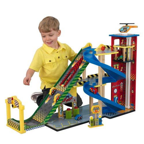 KidKraft Mega Ramp Racing Set with 5 Vehicles and Moving Elevator