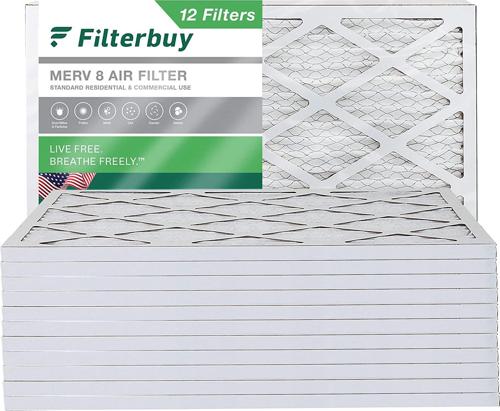 Filterbuy 18x30x1 MERV 8 Pleated HVAC AC Furnace Air Filters (12-Pack)