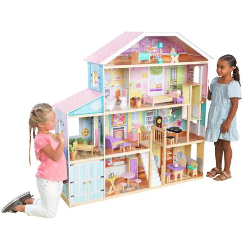 KidKraft Grand View Mansion Dollhouse with EZ Kraft Assemblya c, Elevator and 34 Accessories