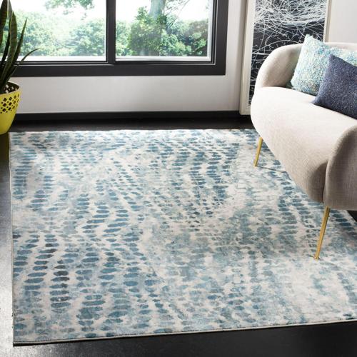 SAFAVIEH Aria Cian Geometric Dots Area Rug, Cream/Teal, 5'1*7'6