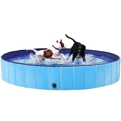 Easyfashion Foldable Pet Swimming Pool Wash Tub for Cats and Dogs, Blue, XX-Large, 63