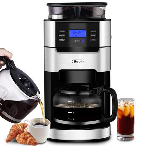 GEVI 10-Cup Programmable Grind and Brew Coffee Maker, Black