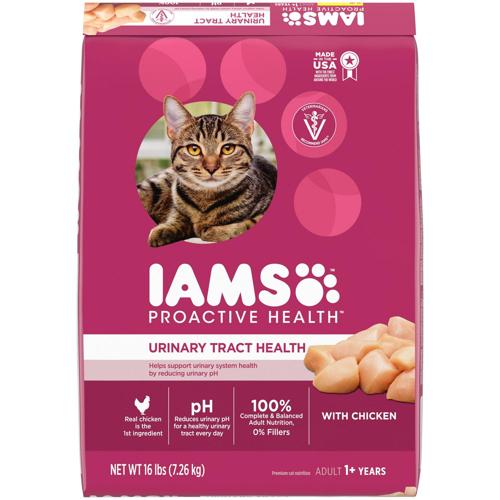 IAMS PROACTIVE HEALTH Adult Urinary Tract Health Dry Cat Food with Chicken, 16 lb. Bag