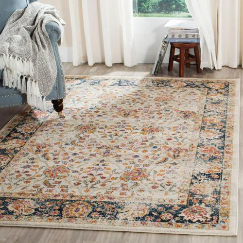 SAFAVIEH Madison Langston Floral Area Rug, Cream/Navy, 8'*10'