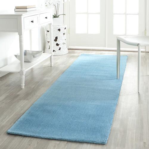SAFAVIEH Himalaya Rachelle Solid Wool Runner Rug, Turquoise, 2'3*14'