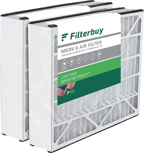 Filterbuy 20x25x5 MERV 8 Pleated HVAC AC Furnace Air Filters for Trion Air Bear, Air Kontrol, Generalaire, Payne, Skuttle, and Ultravation (2-Pack)