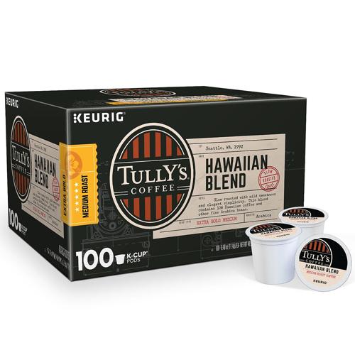 Tully's Coffee Kosher Hawaiian Blend Medium Roast, Keurig Coffee Pods, 100 Ct