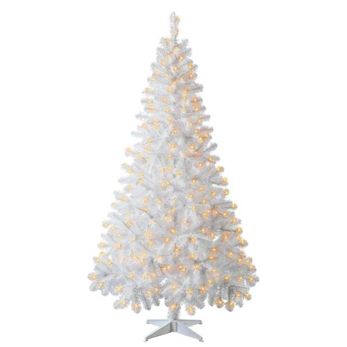 Holiday Time Prelit 300 Clear Incandescent Lights, Madison Pine White Artificial Christmas Tree, 6.5'