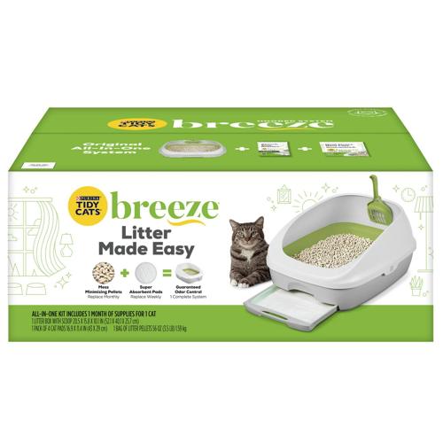 Purina Tidy Cats Litter Box System, BREEZE System Starter Kit Litter Box, Litter Pellets and Pads