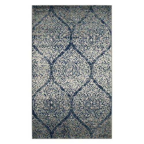 SAFAVIEH Madison Leighton Geometric Area Rug, Navy/Silver, 6'7*9'2